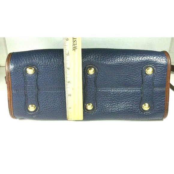 Dooney & Bourke Vtg Blue Leather Brown Trim Satchel Shoulder Bag – Made In USA - Picture 7 of 12